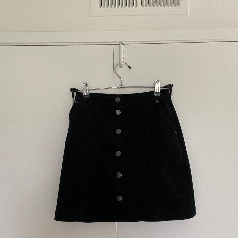 Abercrombie Black Faux-Suede Button-Up Mini Skirt Size XS - Picture 10 of 14